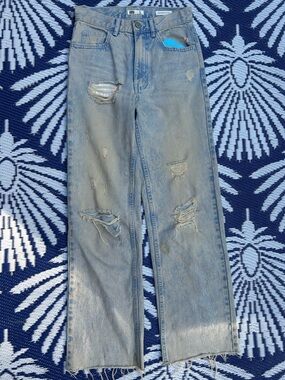 🌺PROFILE Ring of Fire High Rise Mom Jeans in Light Wash Distressed - size 01